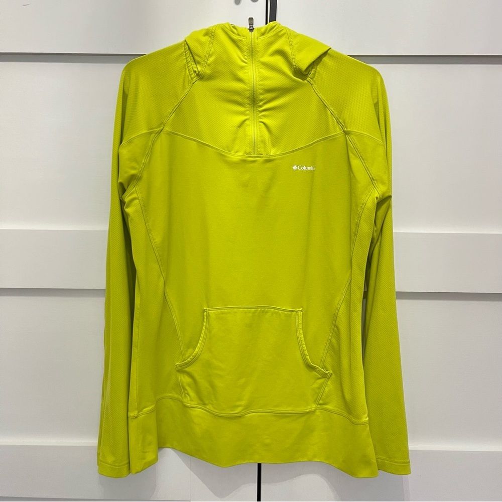 Columbia Omni-Wick Quarter Zip Jacket yellow green size medium hooded